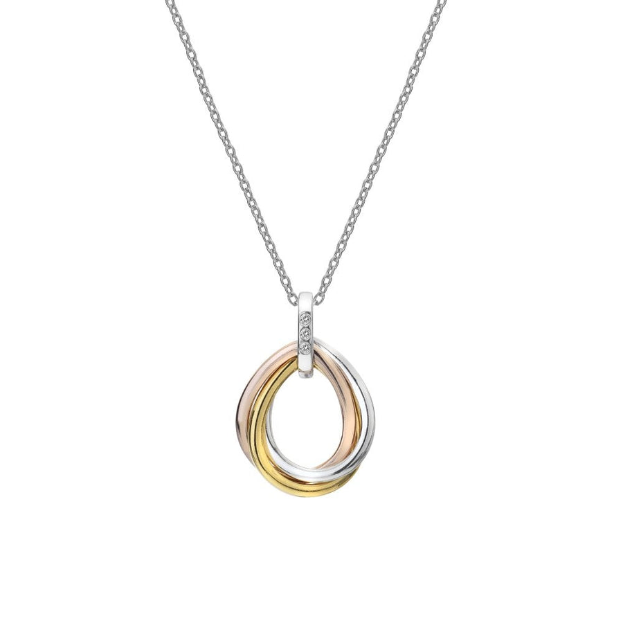 Hot Diamonds 3 Colour Trio Interlocking Teardrop Necklace