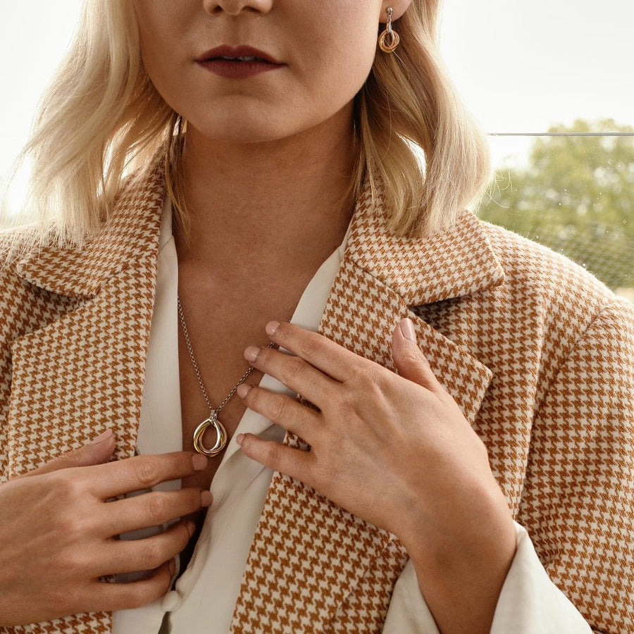 Hot Diamonds 3 Colour Trio Interlocking Teardrop Necklace