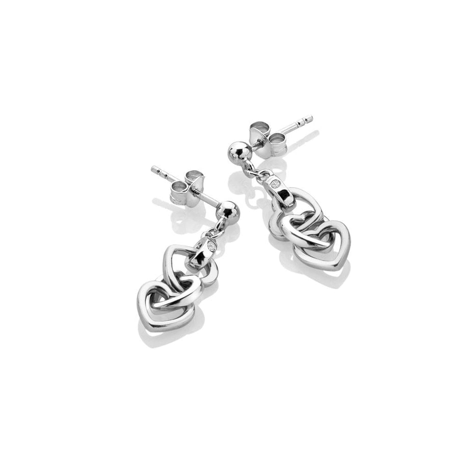 Hot Diamonds Silver Interlocking Trio Heart Drop Earrings