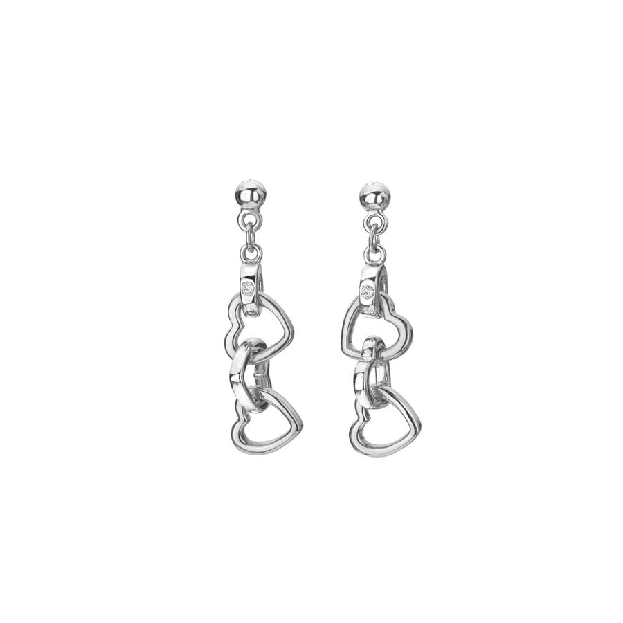 Hot Diamonds Silver Interlocking Trio Heart Drop Earrings