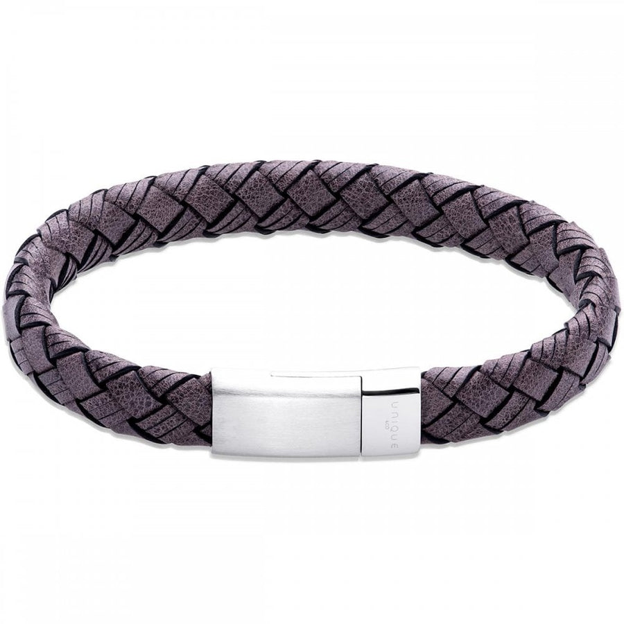 Unique Dark Brown Flat Profile Leather & Steel Clasp Bracelet
