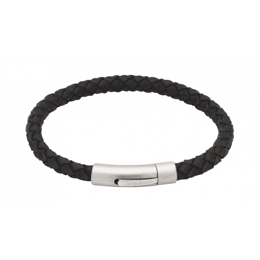Unique Black Woven Leather Bracelet