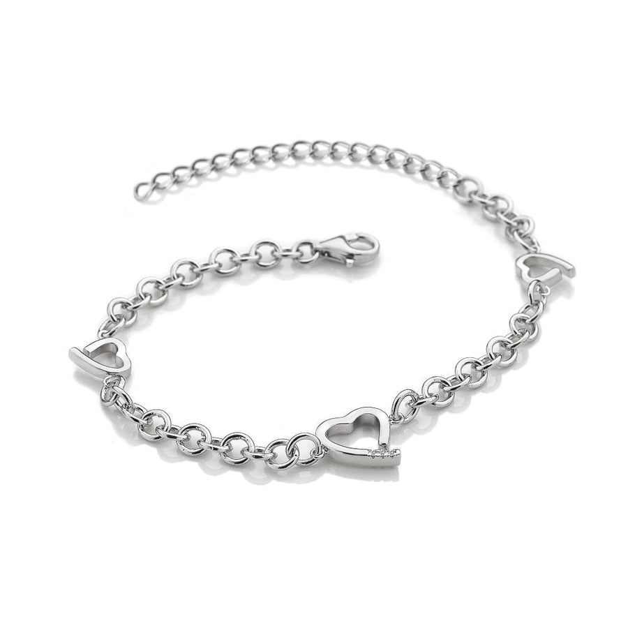 Hot Diamonds Silver Open Heart & Chain Link Bracelet