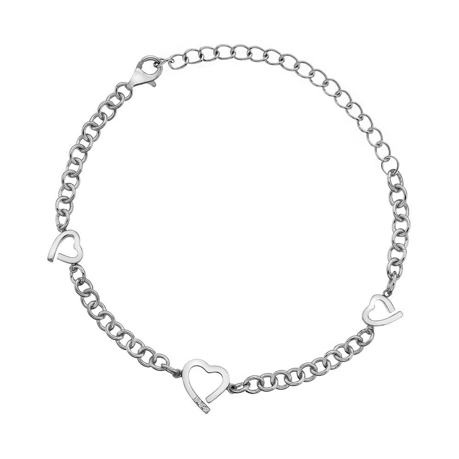 Hot Diamonds Silver Open Heart & Chain Link Bracelet