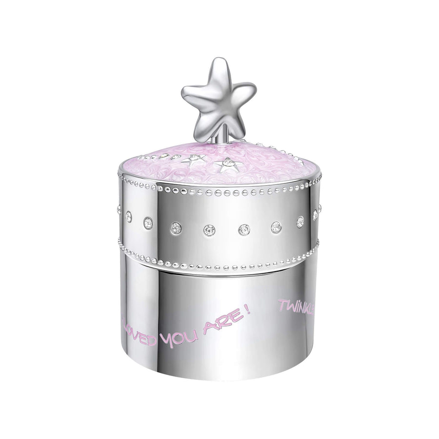 D for Diamond Childs Pink Star Music Trinket Music Box