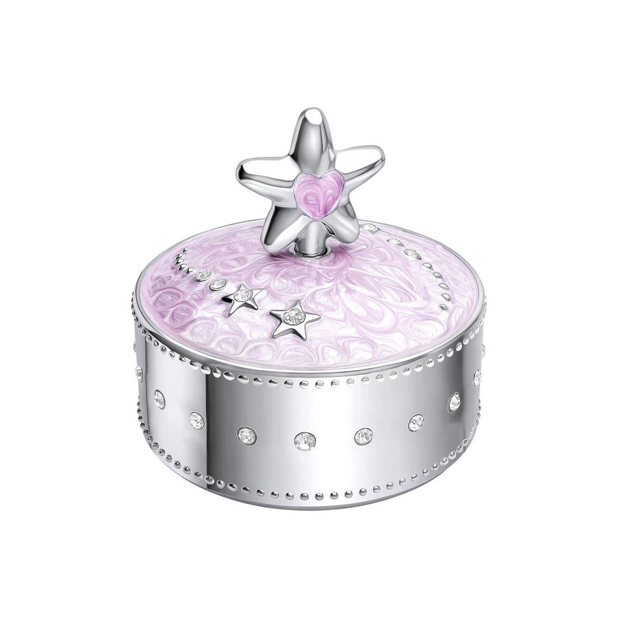 D for Diamond Childs Pink Star Music Trinket Music Box