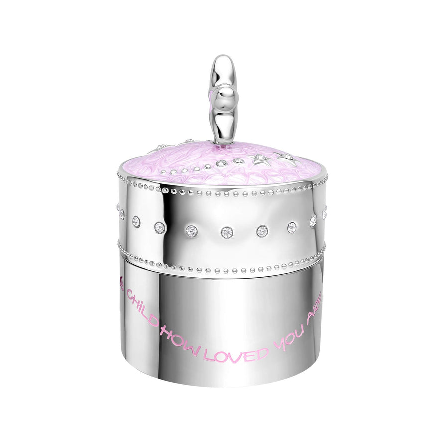 D for Diamond Childs Pink Star Music Trinket Music Box