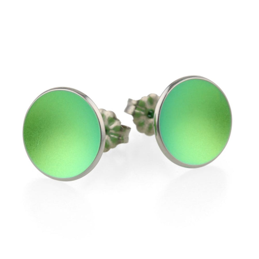 Titanium Green Domed Stud Earrings