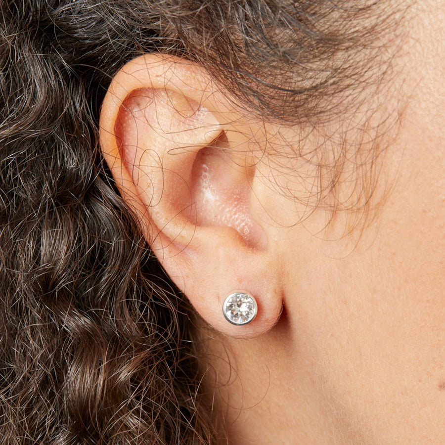 Sterling Silver April Birthstone Stud Earrings