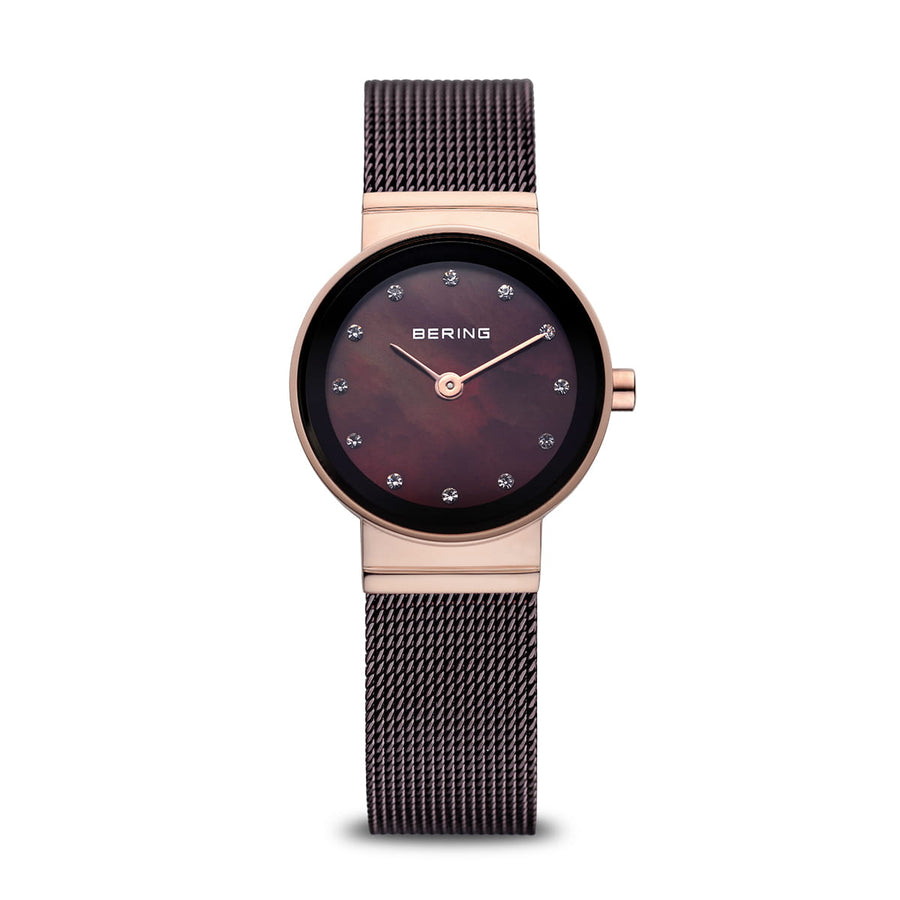 Bering Classic Chocolate Mesh & Rose Gold Plated Case Ladies Watch