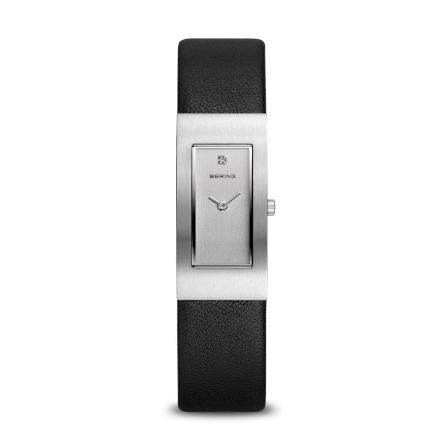 Bering Classic Ladies Rectangular Watch with Leather Strap