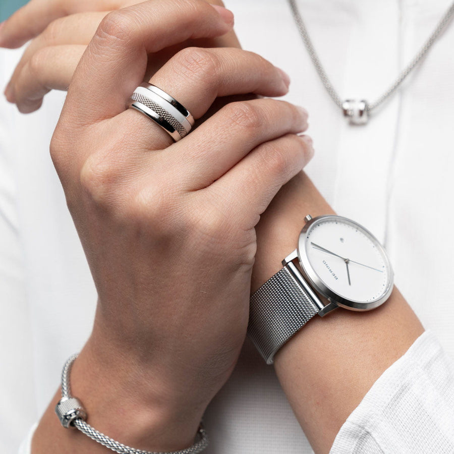 Bering Classic Stainless Steel Mesh Watch with Long Second Sweep