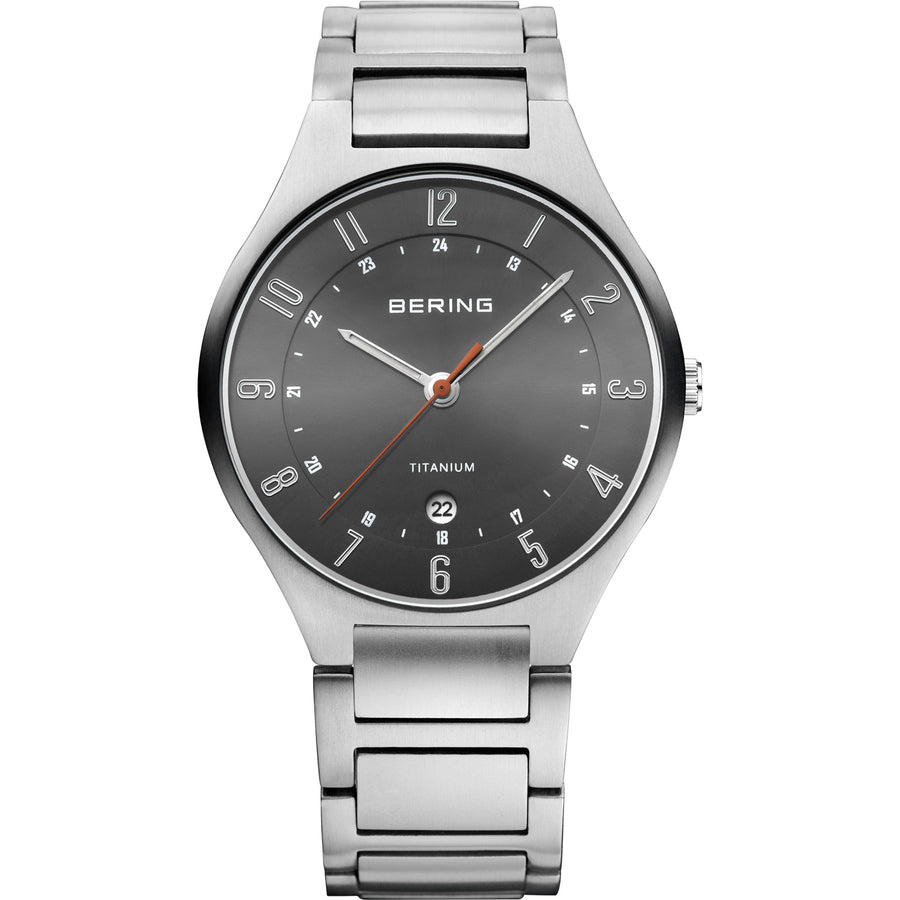 Bering Brushed Titanium Bracelet Watch with Black Dial