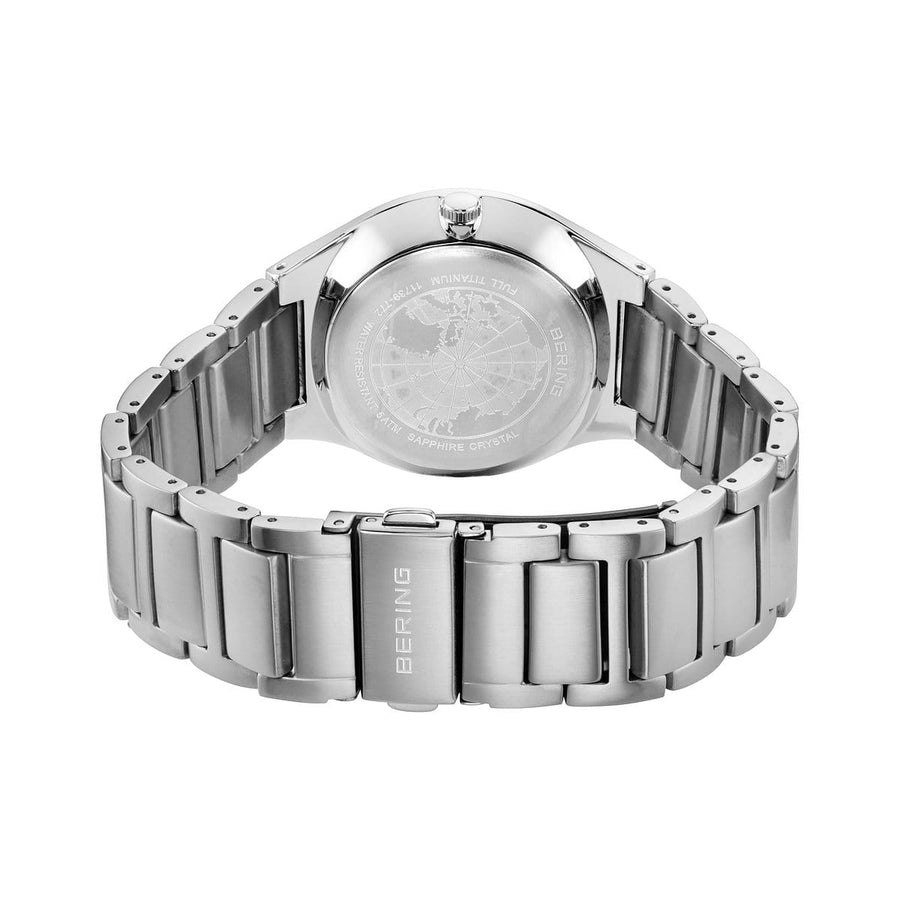 Bering Brushed Titanium Bracelet Watch with Black Dial