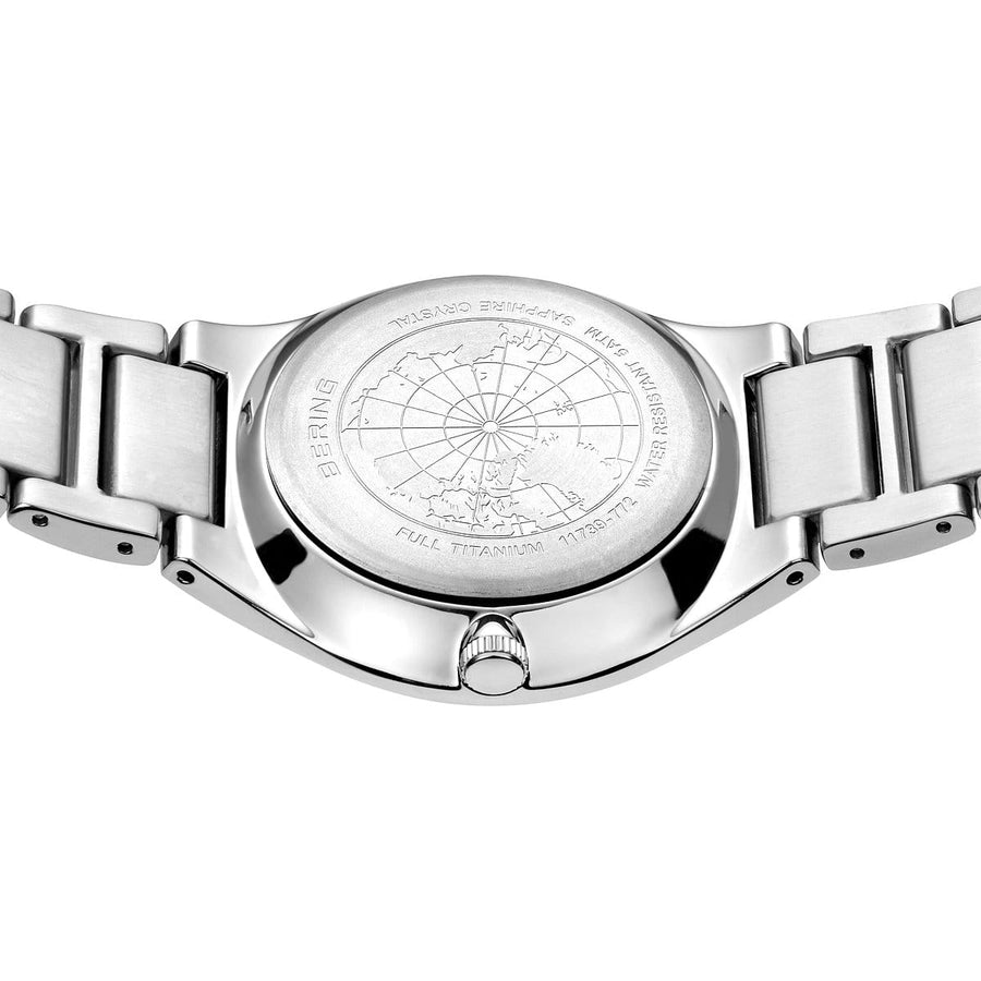 Bering Brushed Titanium Bracelet Watch with Black Dial