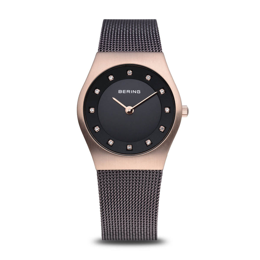 Bering Classic Purple Stainless Steel Mesh & Swarovski Crystals