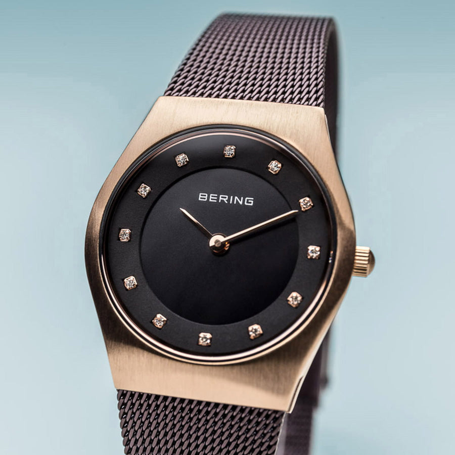 Bering Classic Purple Stainless Steel Mesh & Swarovski Crystals