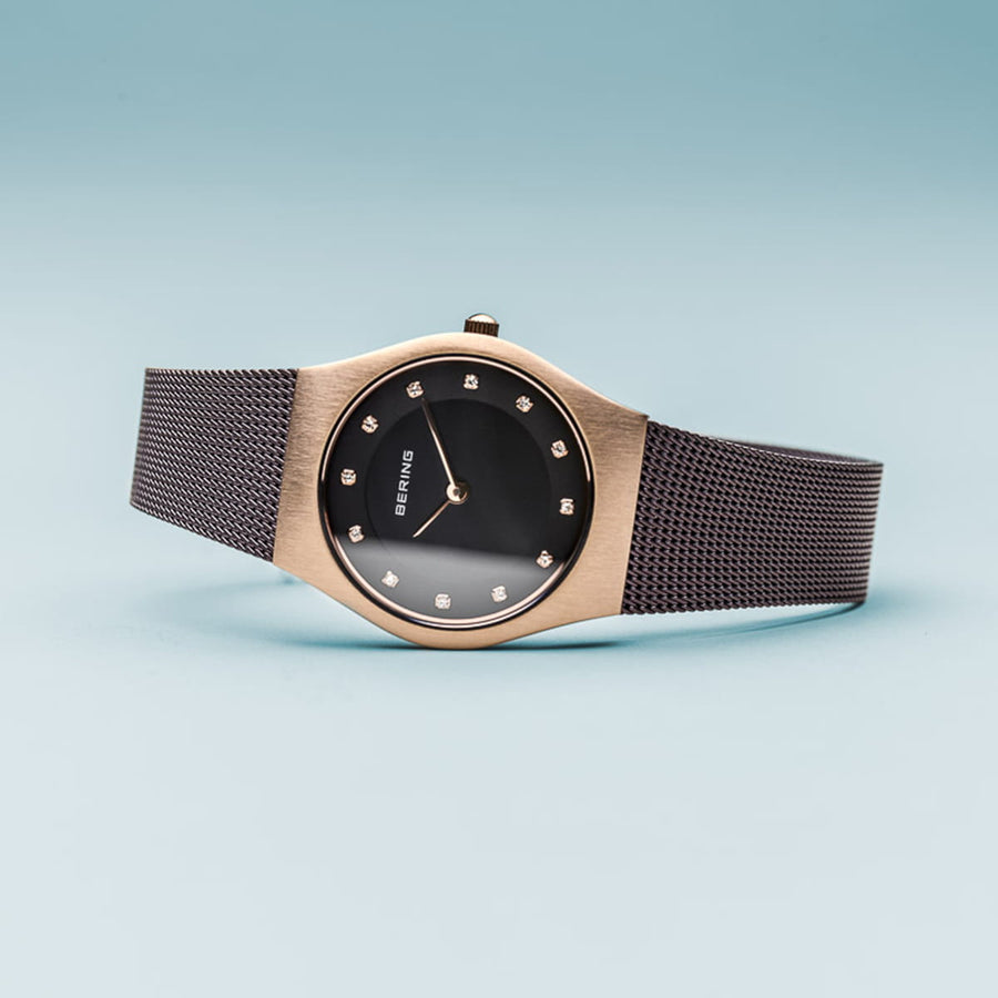 Bering Classic Purple Stainless Steel Mesh & Swarovski Crystals