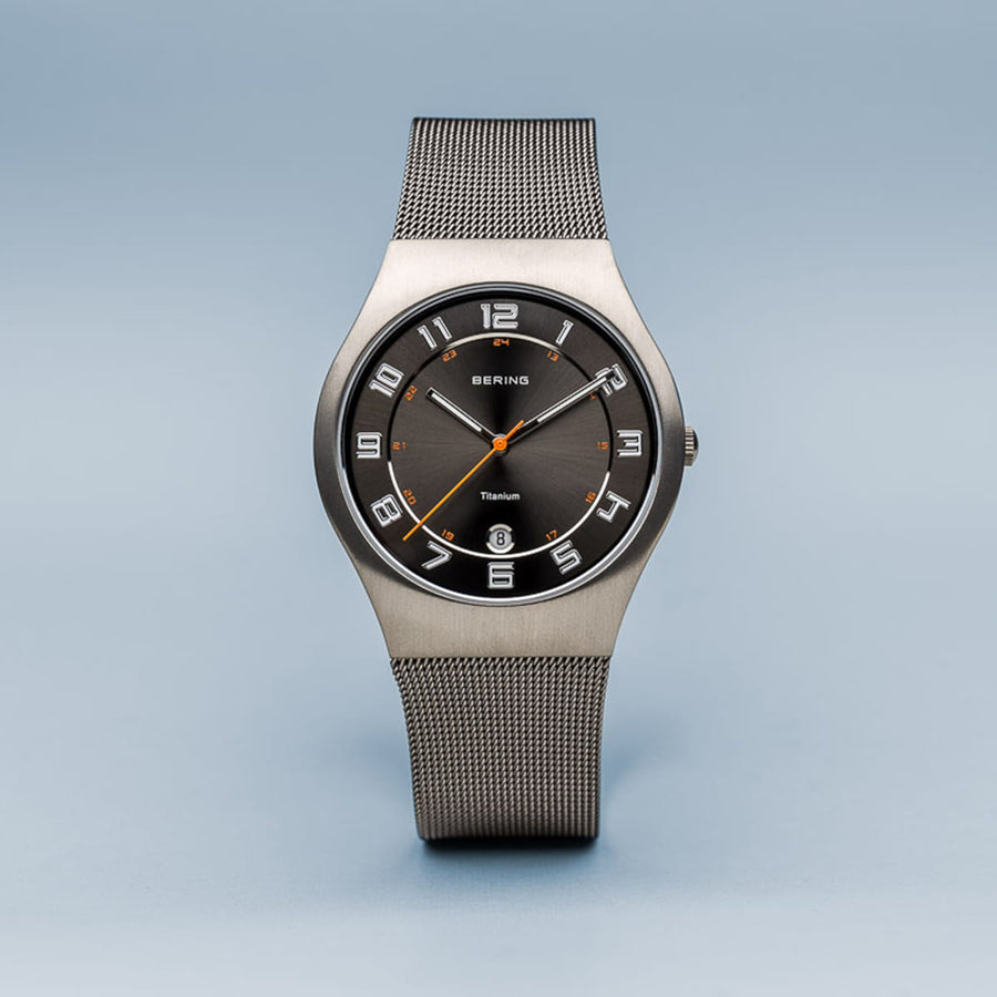 Bering Classic Titanium Gents Watch with Black Sunray Dial