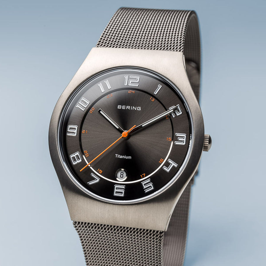 Bering Classic Titanium Gents Watch with Black Sunray Dial