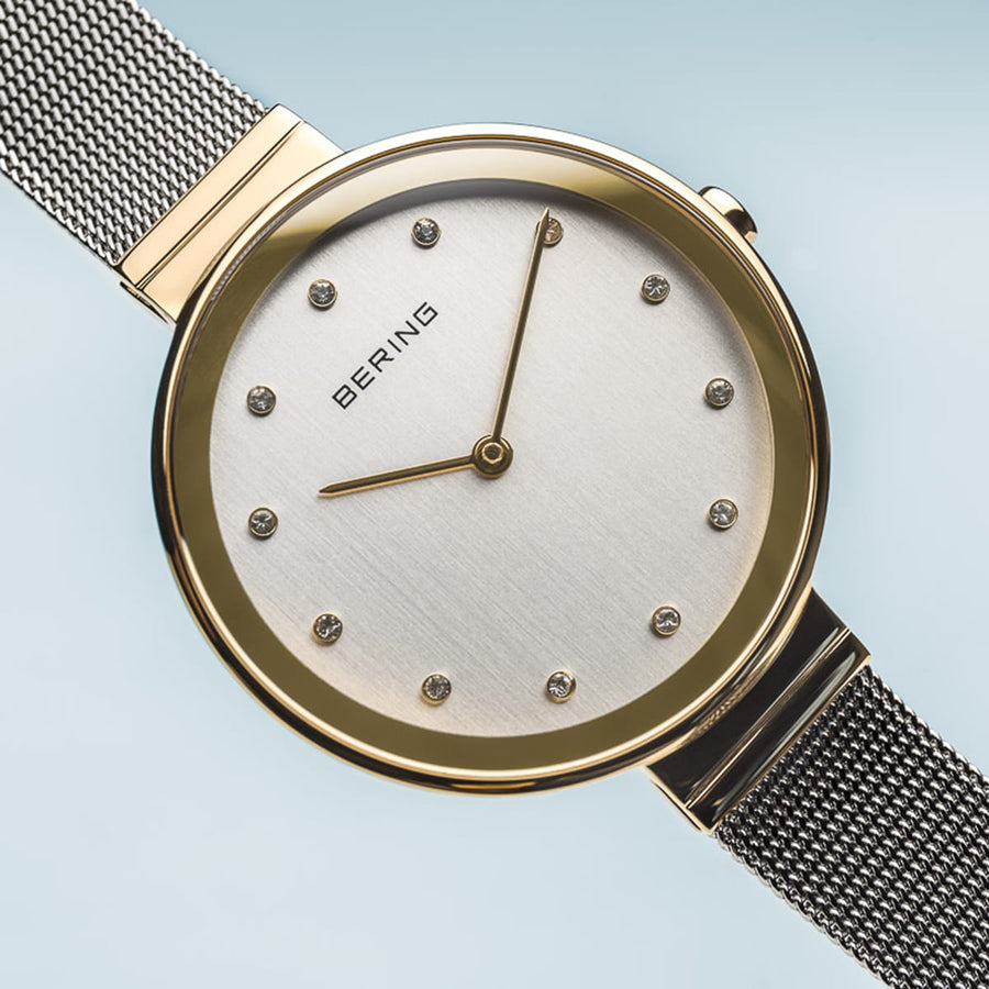 Bering Classic Stainless Steel Mesh Large Case Ladies Watch