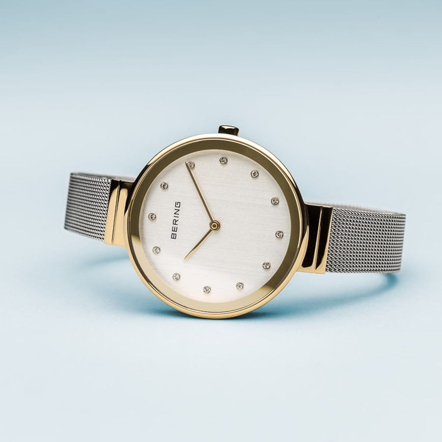Bering Classic Stainless Steel Mesh Large Case Ladies Watch