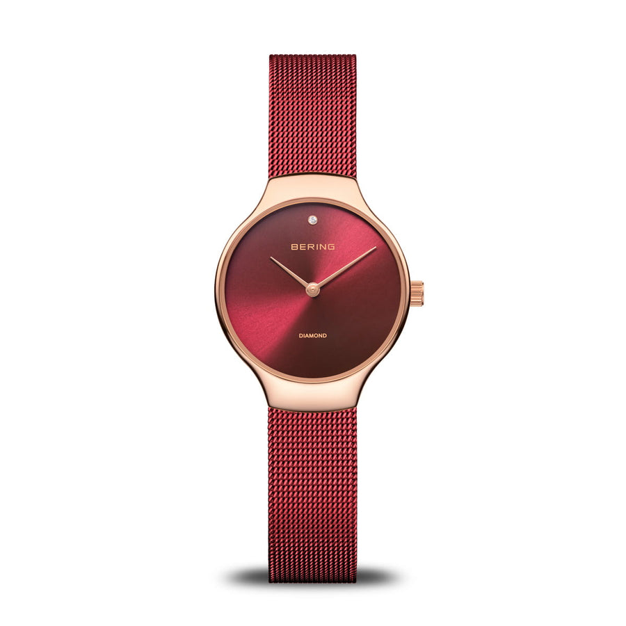 Bering 'Save the Polar Bears' Charity Ladies Red Mesh Watch