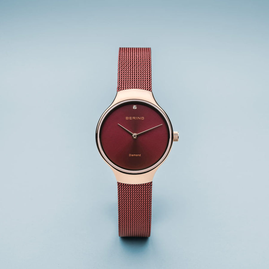 Bering 'Save the Polar Bears' Charity Ladies Red Mesh Watch