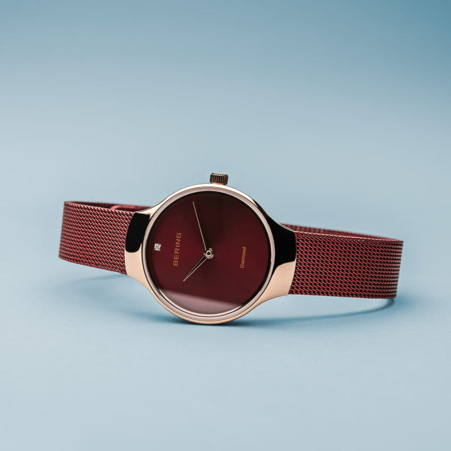 Bering 'Save the Polar Bears' Charity Ladies Red Mesh Watch