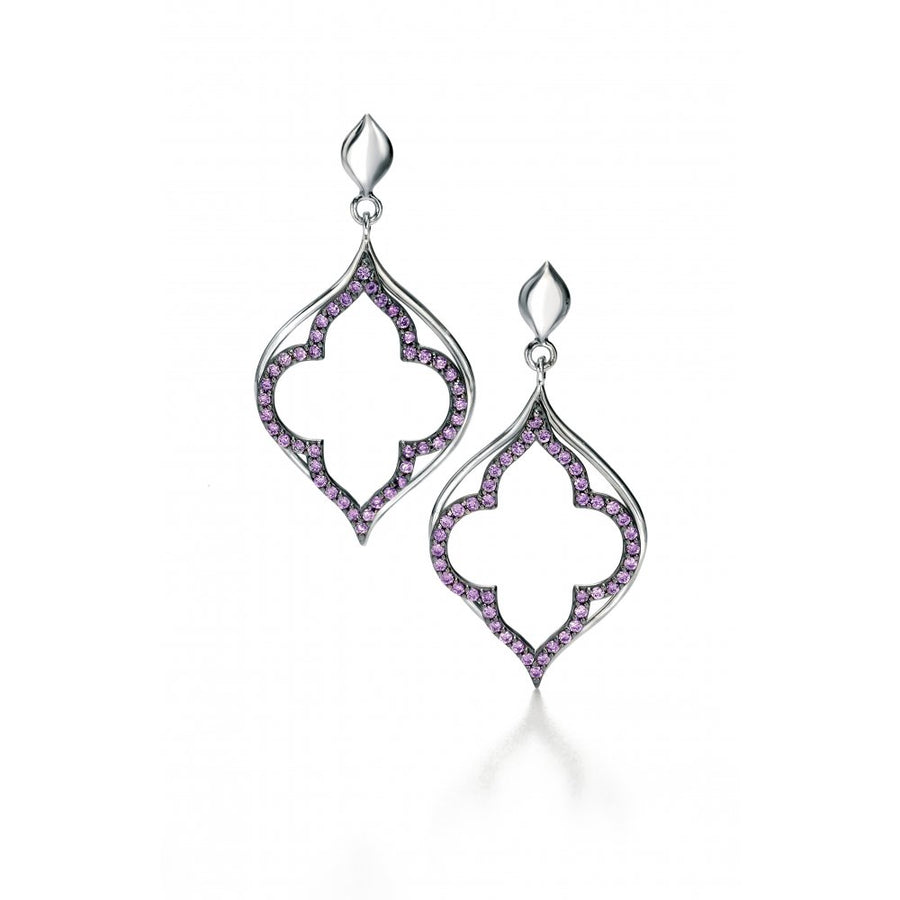 Fiorelli Sterling Silver Purple Stone Drop Earrings