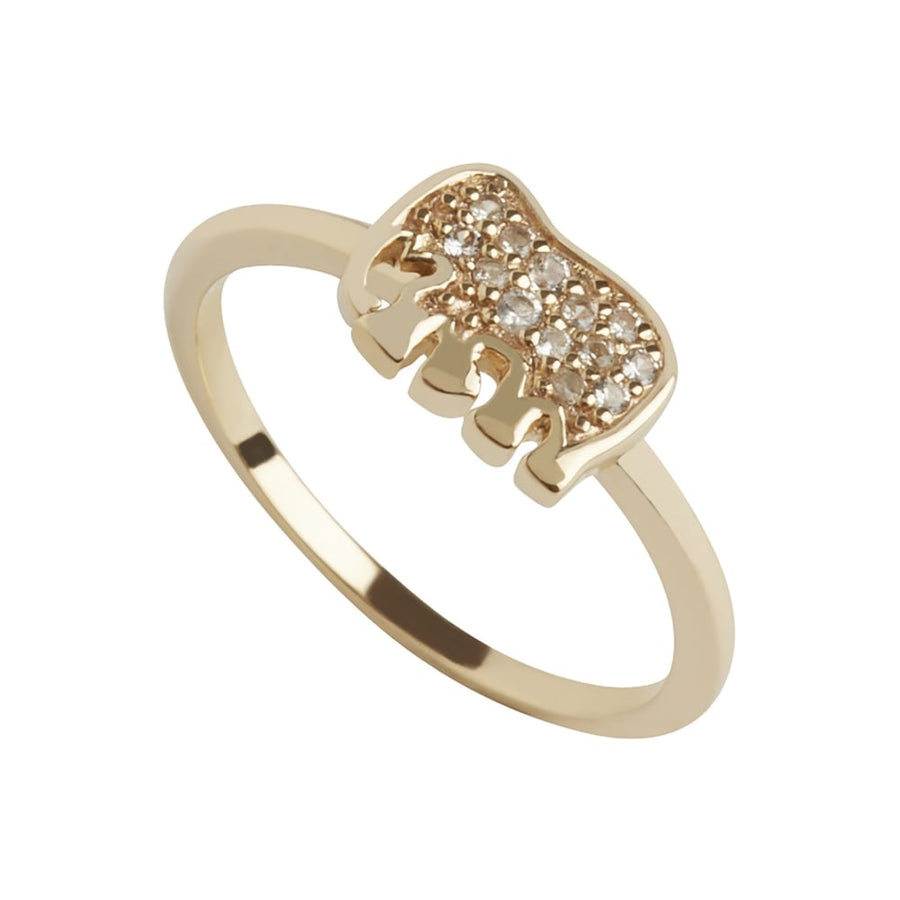 MURU Gold Plated Sterling Silver Topaz Elephant Ring- STRENGTH