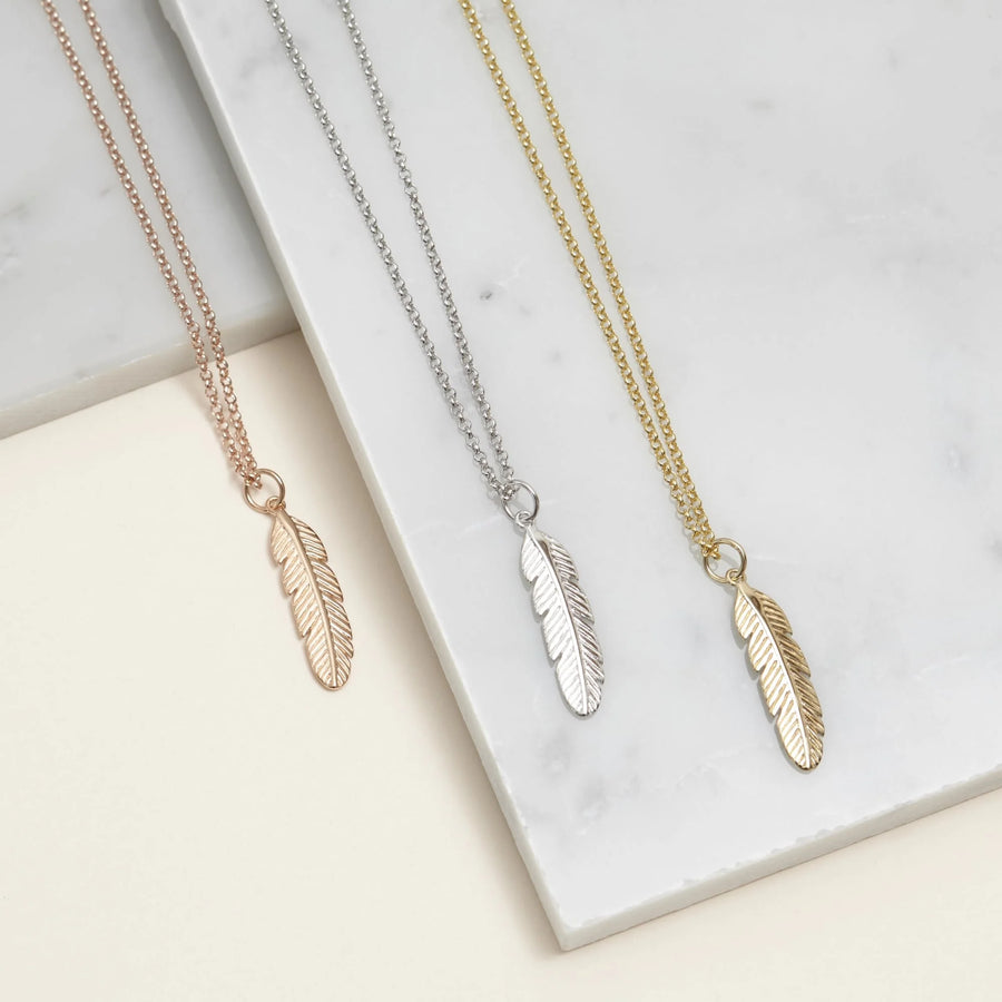 MURU Rose Gold Plated Silver Feather Necklace - POSITIVITY
