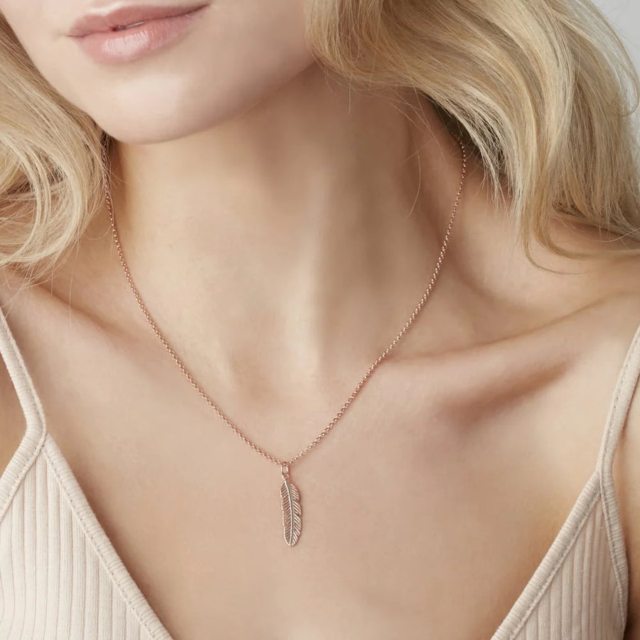 MURU Rose Gold Plated Silver Feather Necklace - POSITIVITY