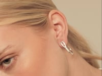 Silver Plated Curved Needle Earrings