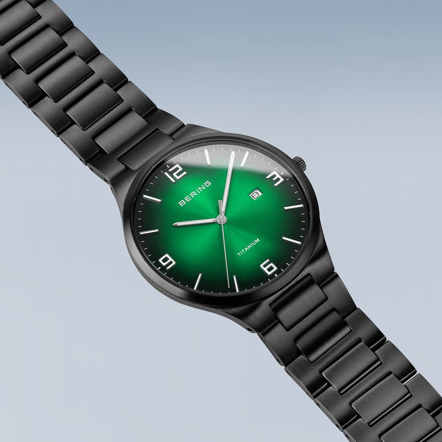 Bering Titanium Ultra Slim Gents Watch with Green Dial