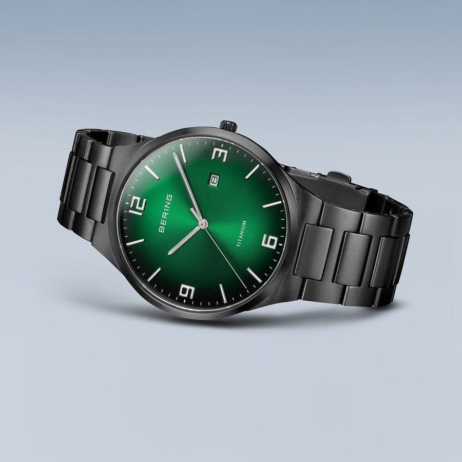 Bering Titanium Ultra Slim Gents Watch with Green Dial