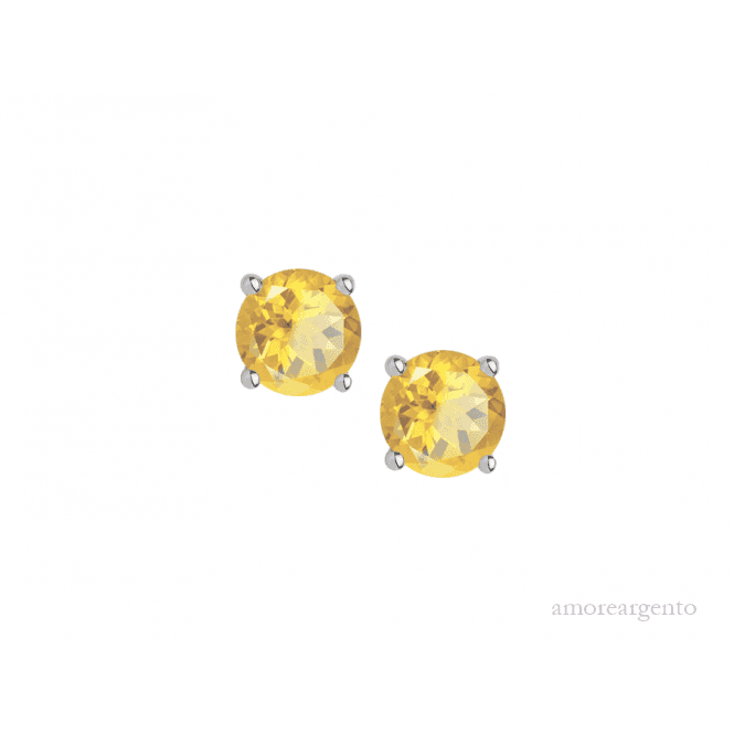 Amore Argento Sterling Silver Citrine Birthstone Earrings