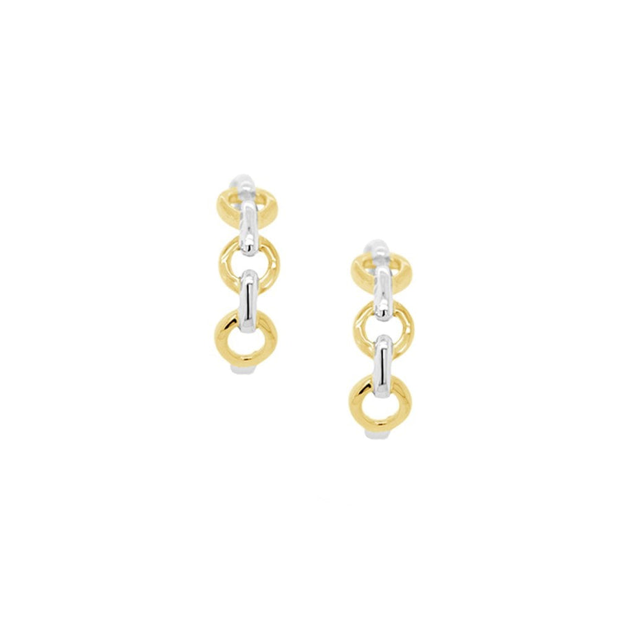 Amore 9ct White & Yellow Gold Chain Link Hoop Earrings