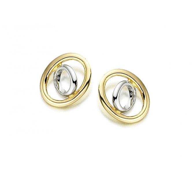Amore 9ct Yellow & White Gold Orbit Stud Earrings