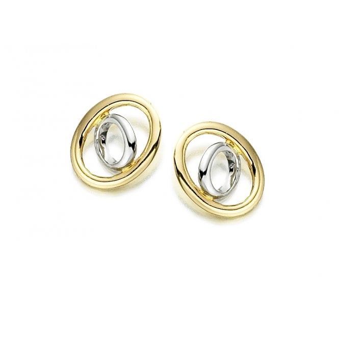 Amore 9ct Yellow & White Gold Orbit Stud Earrings