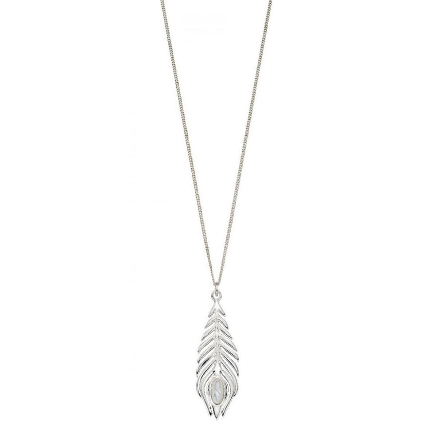Sterling Silver Mother of Pearl Peacock Feather Pendant
