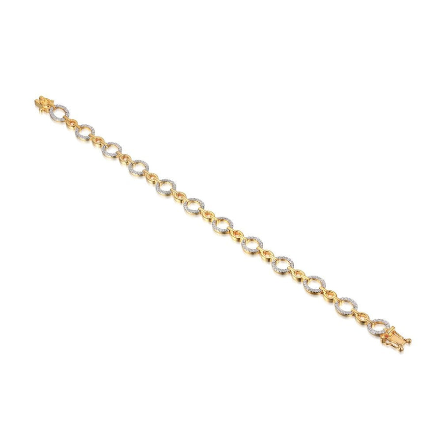 9ct White & Yellow Gold Oval Link Diamond Bracelet