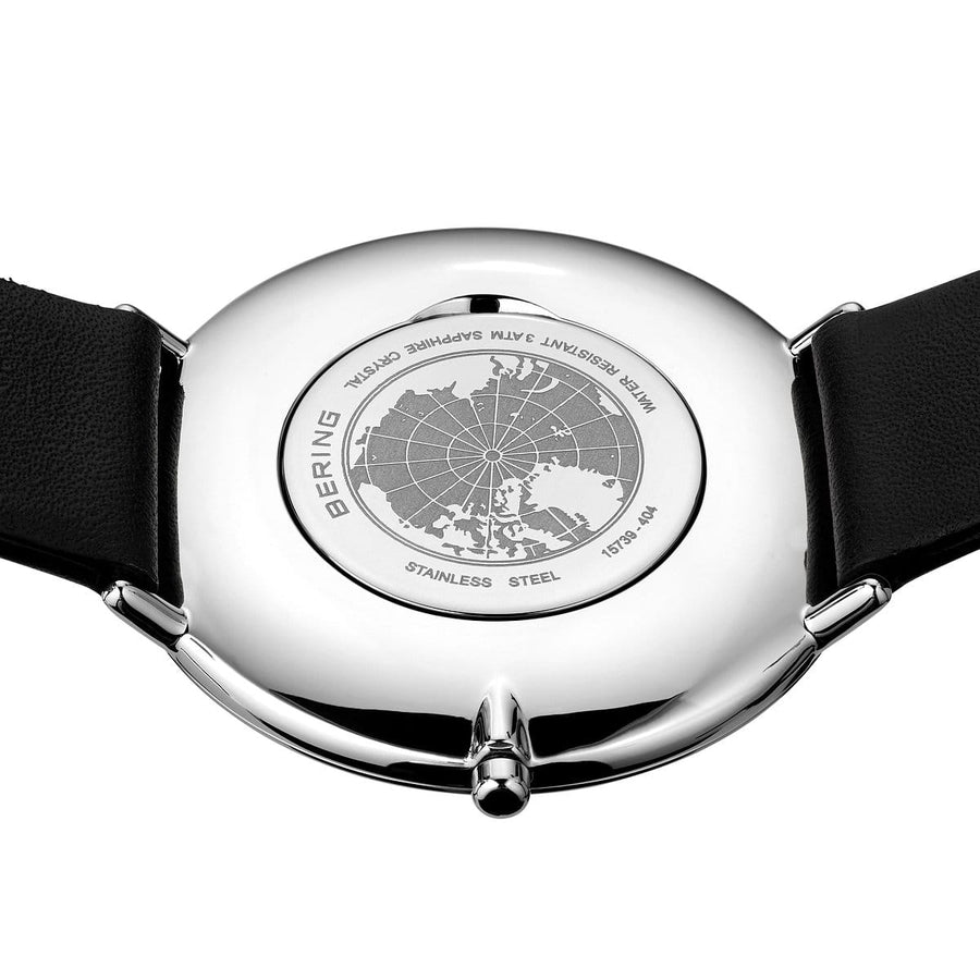 Bering Classic Black Strap Watch with White Dial