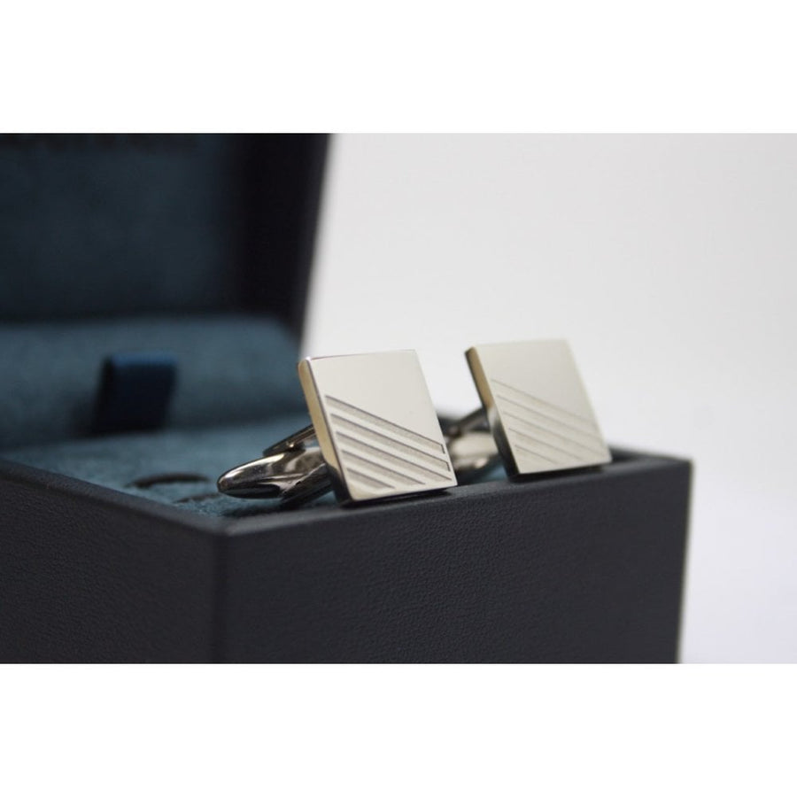 Fred Bennett Steel Cufflinks with Ribbed Lines