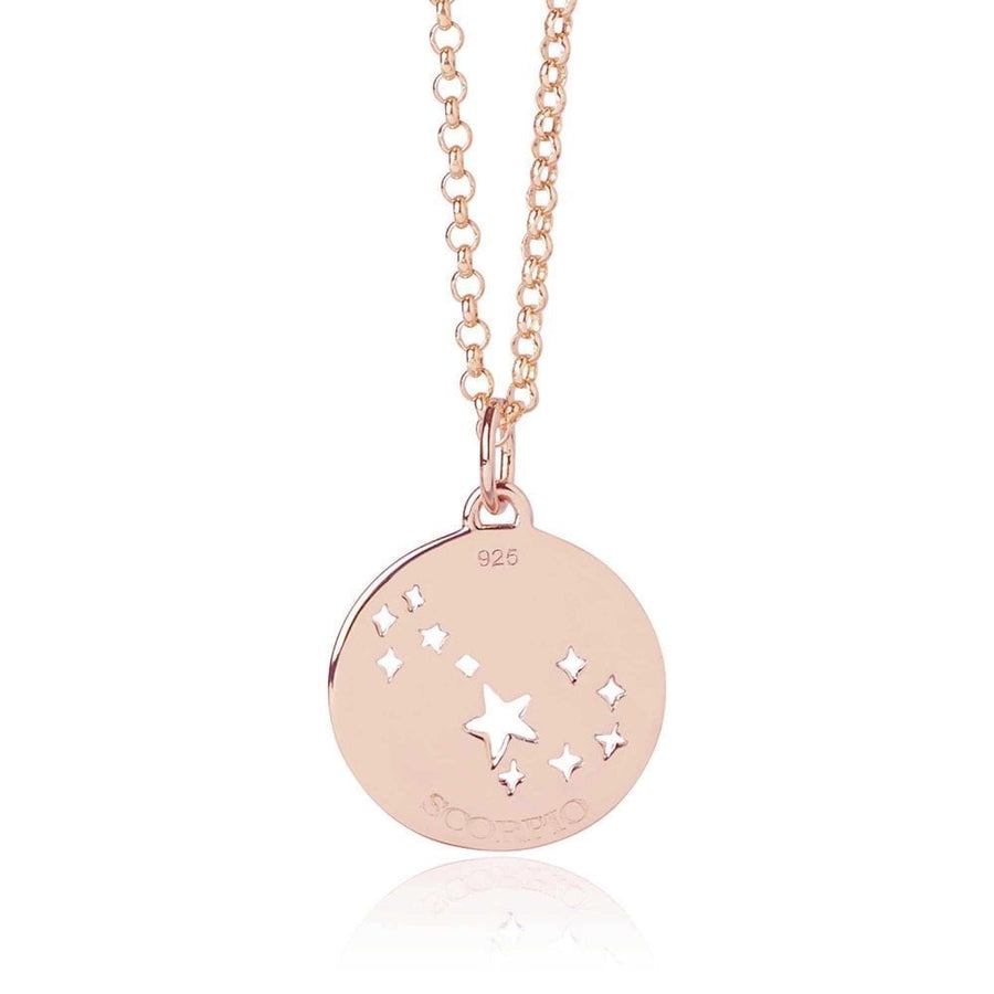 MURU Sterling Silver Rose Gold Plated 'Scorpio' Constellation Pendant