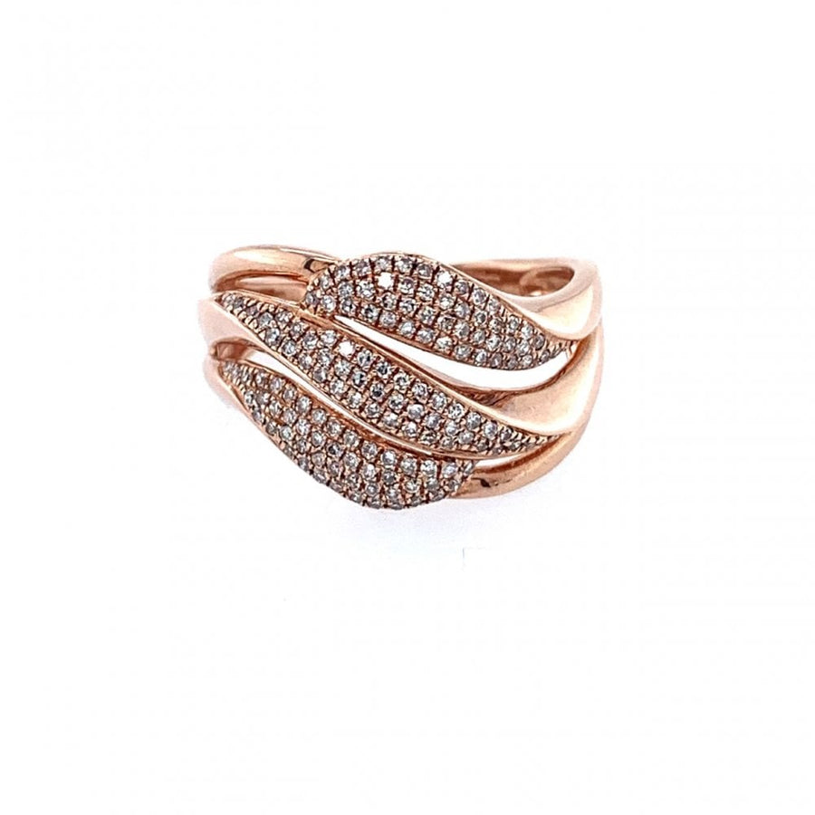 9ct Rose Gold Triple Wave Diamond Ring