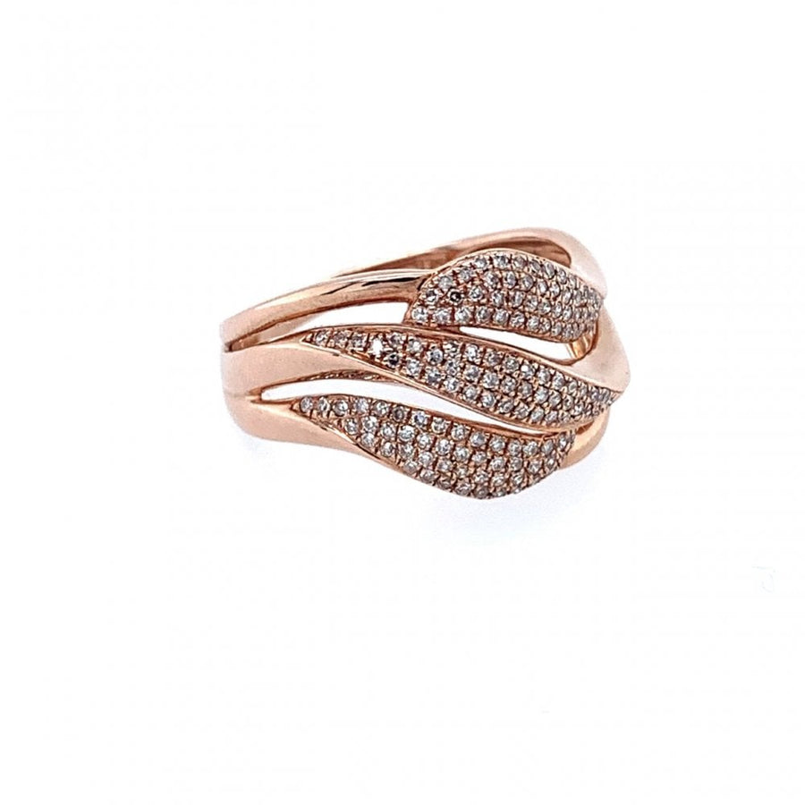 9ct Rose Gold Triple Wave Diamond Ring