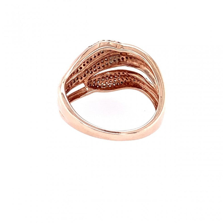 9ct Rose Gold Triple Wave Diamond Ring