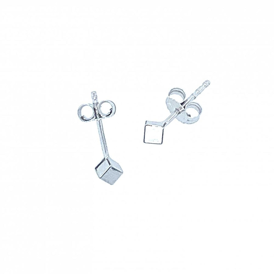 9ct White Gold Small Cube Earrings