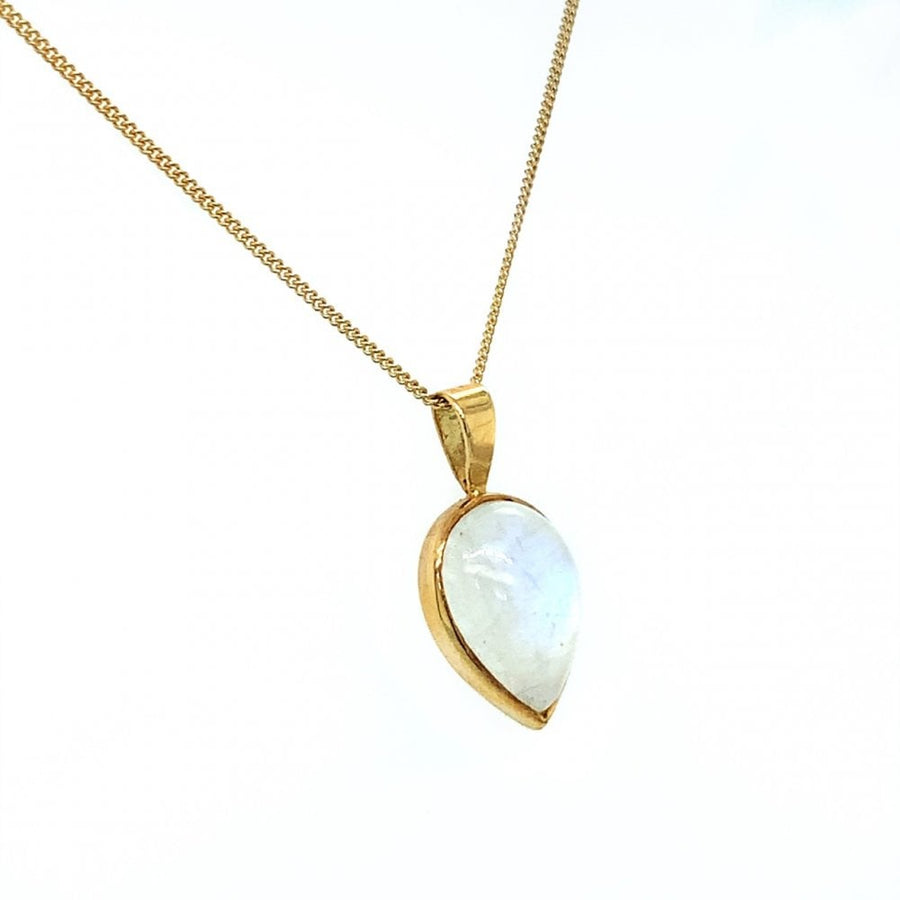 Bensons Originals Handmade 18ct Yellow Fairtrade Gold Teardrop Moonstone Pendant